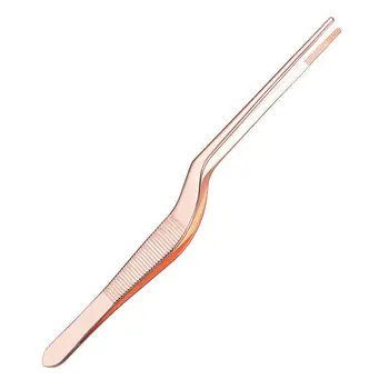 

13.9cm/5.47inch Mini Professional Chef Plating Tweezer Tongs Serving Presentation Stainless Steel Offset Chef Kitchen Tool