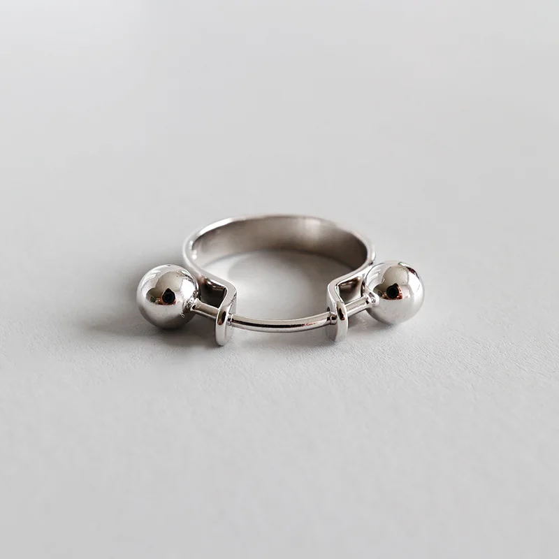 

minimalist 100% Authentic S925 Sterling Silver Fine Jewelry Geometric personality geometry double round Ring J183
