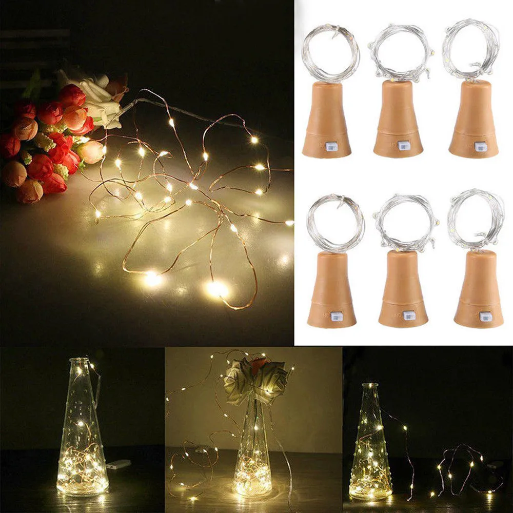 15LEDs Garland Solar Wine Bottle Lights Solar Cork Fairy Lights Christmas Light LED Copper Garland Wire Fairy String Lights