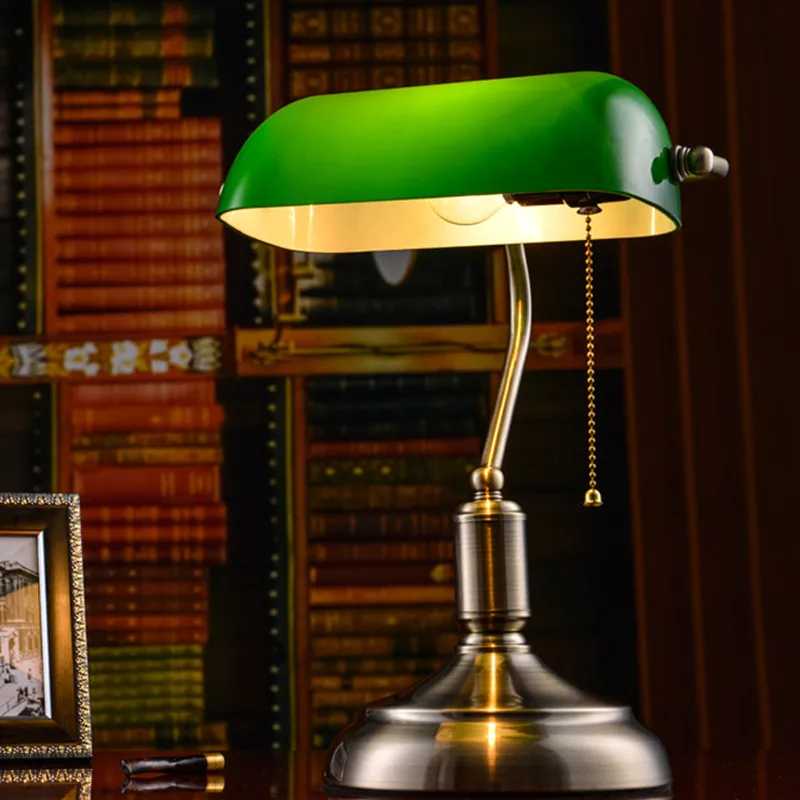 Vintage Chinese Style Old Shanghai Nostalgic Green Led Table Lamp