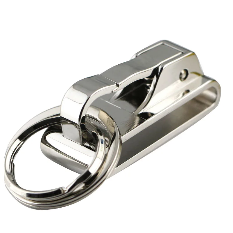 

FATPIG 1pcs Silver and gold Keychain Key Chain Design Home Metal Craft New Spring Buckle Clip on Belt Double Loops