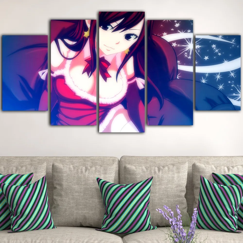 5Pieces Fairy Tail Poster Anime Quadri Su Tela Per Soggiorno Canvas Painting Posters And Prints Living Room Obrazy Drop Shipping