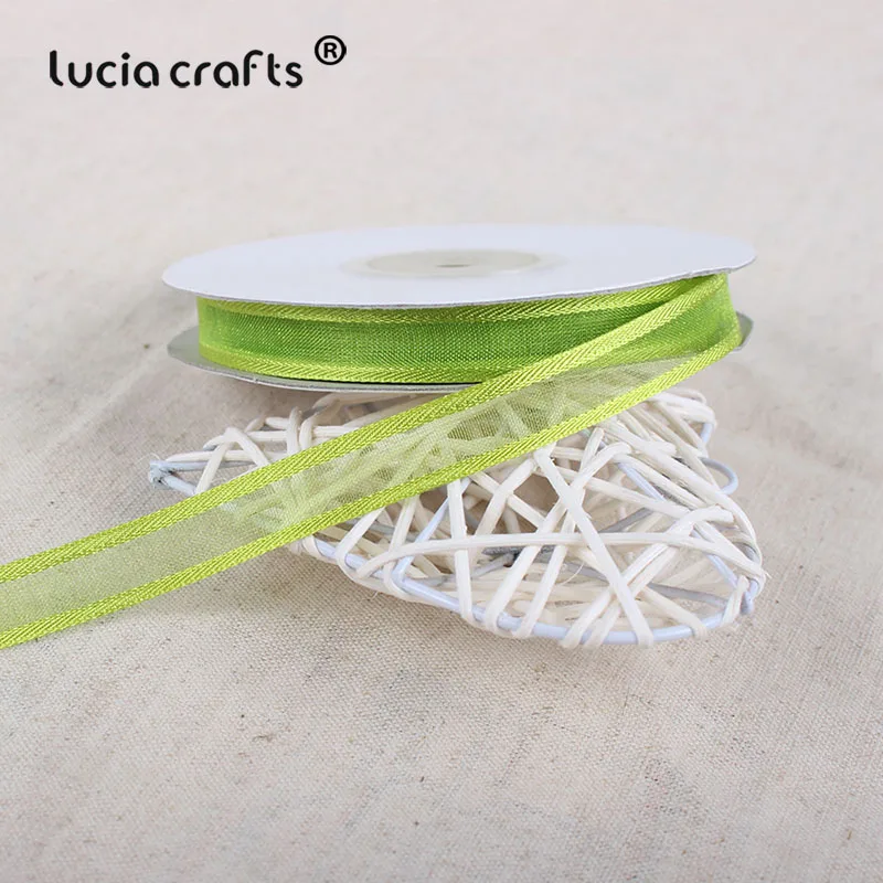 Lucia crafts 3/8 ''10 мм органза лента ручной работы пошив одежды «сделай сам» и аксессуары для волос бант 1 рулон/5 рулон, 25y/рулон U0301 - Цвет: color 6