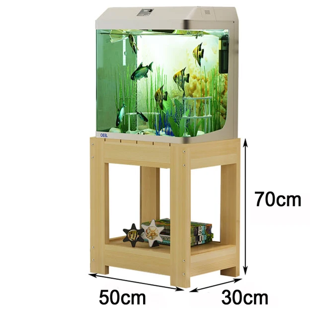 B,Pine fish tank shelf Thickened natural wood aquarium rack waterproof