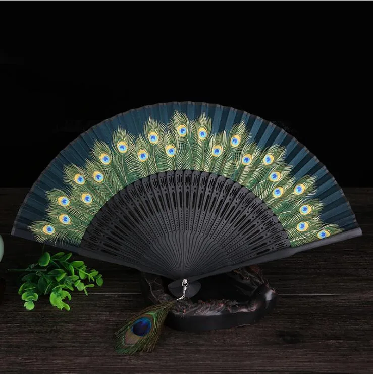 

1pcs Vintage Chinese Spun Silk Flower Printing Hand Fan Folding Hollow Carved Hand Fan Event & Party Supplies