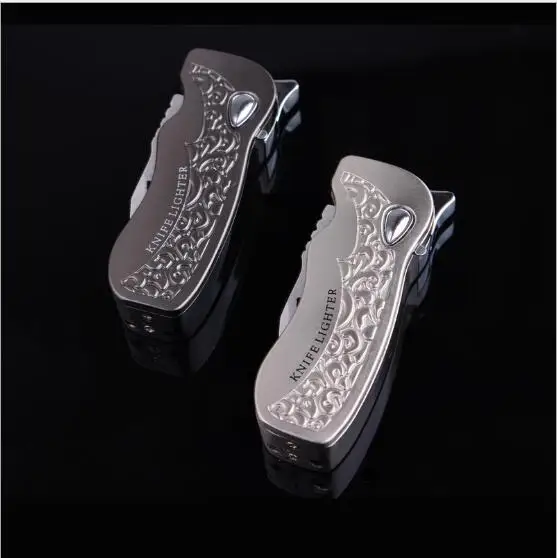 

Creative dual-use windproof lighter, multifunction, two in one inflatable knife lighter with camouflage knife.