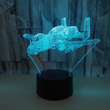 

New Aircraft 3d Colorful Remote Control 3d Table Lamps For Living 7 color change baby room Desk Lamp Desktop 3d Led Night Light