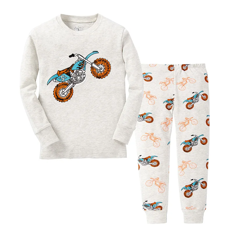 Детские хлопковые Пижамные комплекты с длинными рукавами для мальчиков, детские пижамы для мальчиков 2-8 лет, пижамные комплекты с животными, детская одежда - Цвет: P017