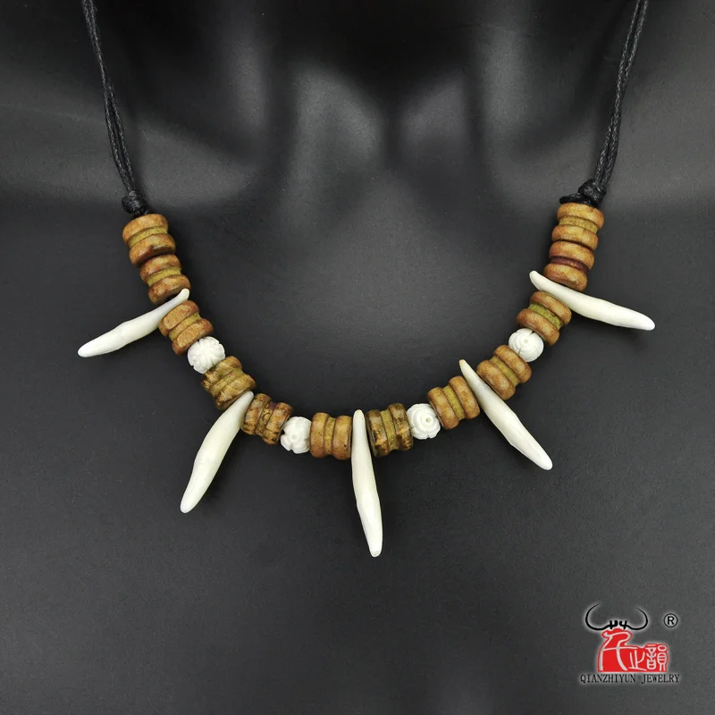 Ожерелье с шипами мужской кулон из кости Тибетский амулет клыки натуральный настоящий зуб винтажный волк зуб очарование первобытное ожерелье в этническом стиле