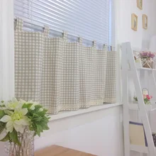 Free shipping coffee Plaid beautiful coffee curtain semi shade small short curtain kitchen curtains W 140cm