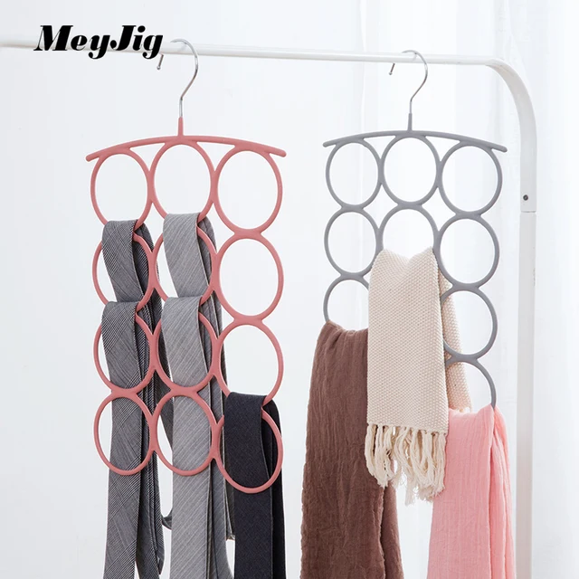 Us 9 45 30 Off Meyjig Circle Tie Storage Rack Hanging Silk Scarves Organizer Household Belt Frame Hanger Multi Function Scarf Stand In