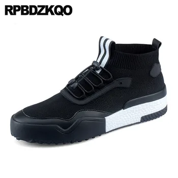 

sneakers korean flats runway 2018 lace up black breathable high top casual trainers designer shoes men quality fashion skate