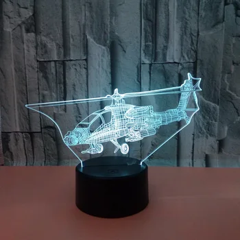 

Helicopter 3d Nightlight 7 color change baby room night lamp Kids Room LightLuminaria De Mesa 3d Vision Lamp