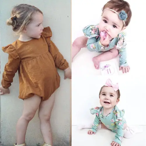 

2017 New Fashion Cute Infant Newborn Baby Girl Cotton Floral Romper Jumpsuit Outfits Clothes