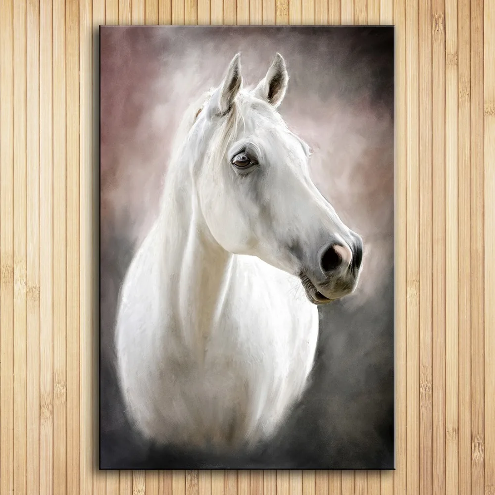 Embelish Large Size White Horse Modern Home Decor Pictures HD Print