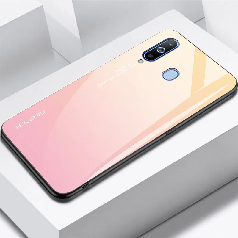 Чехлы с закаленным стеклом для samsung Galaxy A70 чехол A50 A30 A20E A20 A10 M30 M20 M10 A750 на спине градиент Цвет бампер для A9Pro - Цвет: 1