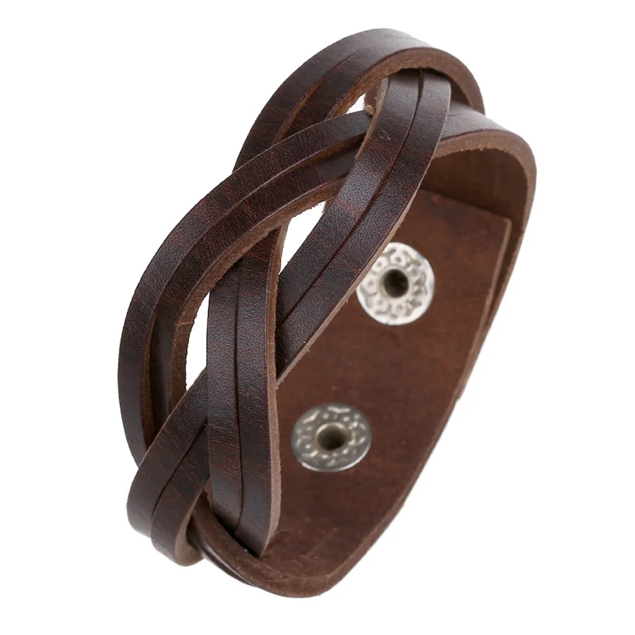 Creative Vintage Genuine Leather Bracelets Fashion Brown Punk Cuff Bracelets Bangles for font b Women b