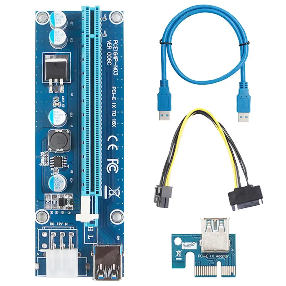 1X к 16X PCI-E Riser VER006C 6 Pin USB 3,0 графическая карта удлинитель питания кабель