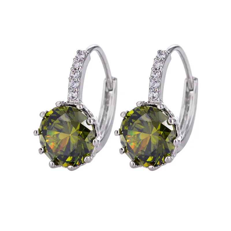 Trendy Silver Plate Earrings-olive green 1