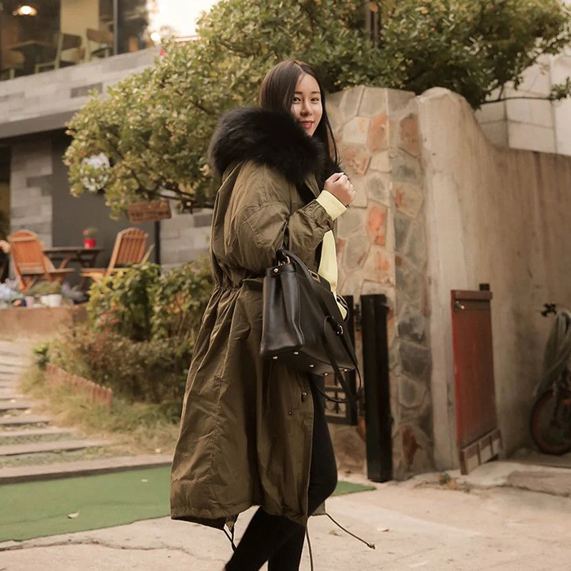 Manteaux De Manteau Vers Black Veste Rembourré gray armygreen Surdimensionné Capuchon Épaisse Parkas D'hiver Bas Fourrure Coton Col Survêtement Le Femmes Pour À zI4qIwpn