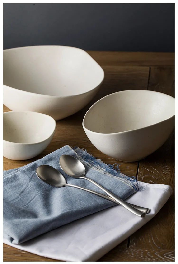 Лаконичные европейские Стильные креативные матовые керамические миски из цельного фарфора, посуда, мисочки для риса, миски для лапши, чаша для супа, салата
