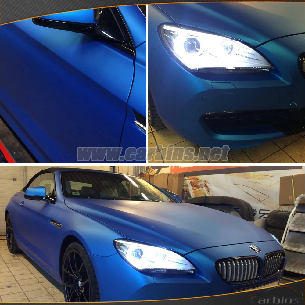 Chrome Matte Metallic Blue Vinyl Car Wrap With Air Bubble Freecar wrap