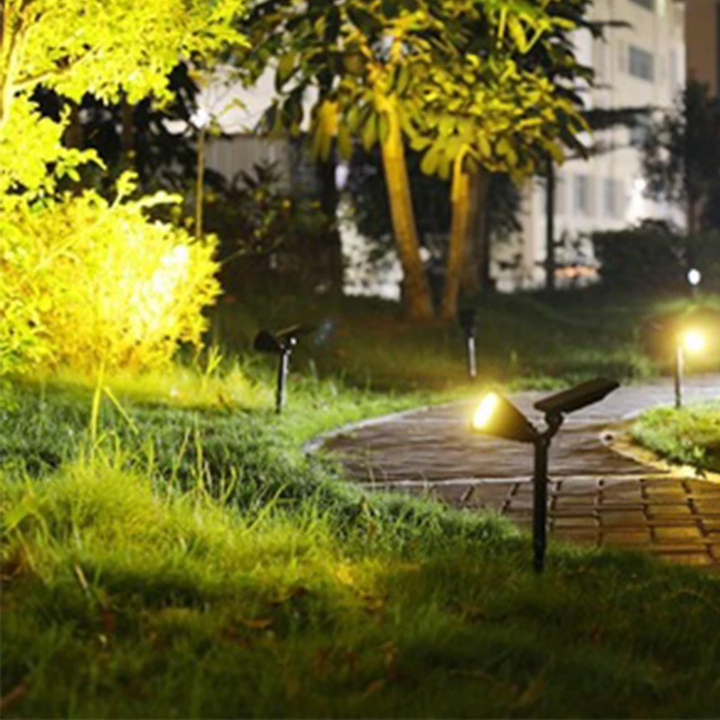 Binval 4LED точечные светильники на солнечных батареях Солнечный пейзаж огни Регулируемый Водонепроницаемый наружного освещения настенный светильник для внутренний дворик заднего двора садов газон