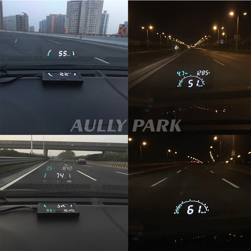 Aully Park 5,6 дюймов HUD Автомобильный дисплей светодиодный проектор на ветровое стекло OBD2 сканер Предупреждение расход топлива диагностические данные