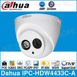 Dahua IPC-HDW4433C-A 4MP HD POE, сетевые Starnight Инфракрасный мини-купол ip-камера Встроенный микрофон камера onvif CCTV Замена IPC-HDW4431C-A