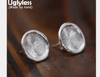 

Uglyless Real S 990 Silver Women Fine Statement Jewelry MINI Size Lotus Leaf Studs Handmade Stud Earrings Ethnic Brincos Bijoux