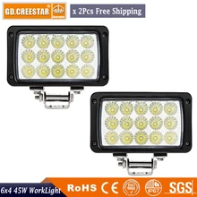 45 watts CONDUZIU a Luz do Trabalho 15 leds 6×4 Ponto Do Feixe de Inundação De 12 Volts Levou Auto luz Para O Caminhão Do Carro SUV ATV 4×4 Driving Led Trabalho lâmpada x2pcs