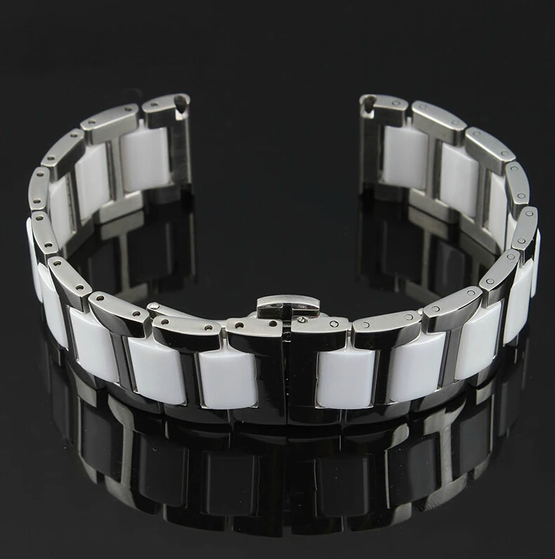 20mm Silver Stainless Steel Bracelet Watchband Double push watch buckle Free Shipping