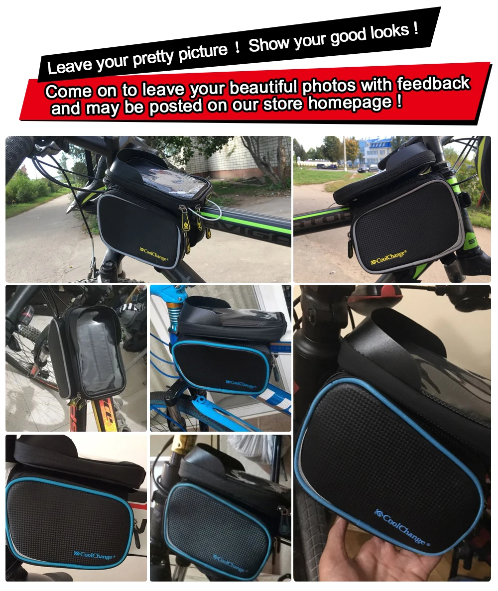 Perfect CoolChange Bicycle Frame Front Head Top Tube Waterproof Bike Bag&Double IPouch Cycling For 6.0 in Cell Phone Bike Accessories 0