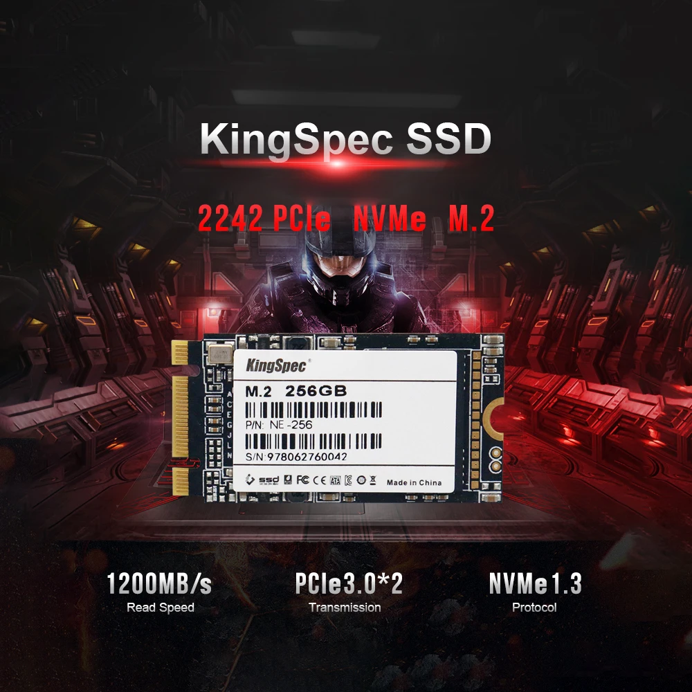 Твердотельный накопитель KingSpec 256 ГБ 2242 PCIe 3 0 NVMe M.2 3D NAND SSD внутренний (NE