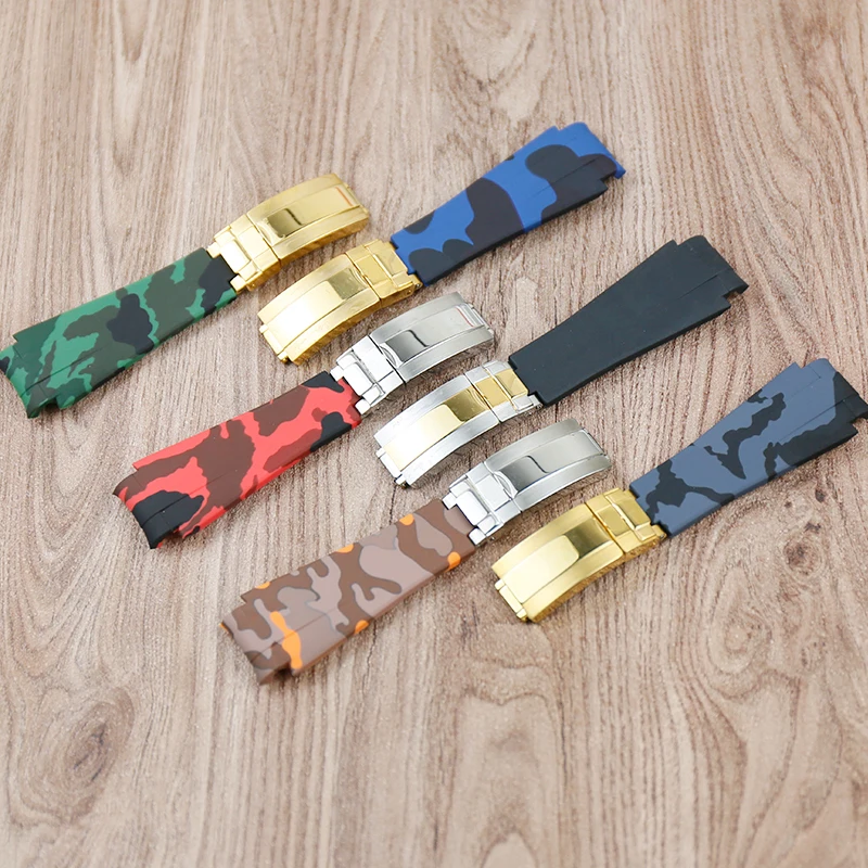 

Men's Watch Accessories for Rolex Ghost Black Water Ghost Green Silicone 21mm Curved Waterproof Watch Strap