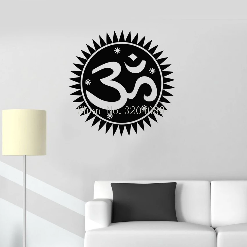 Vinyl Decal Om Mandala Hindu Sanskrit Mantra Bedroom Room Home Decor Wall Stickers Selfadhesive