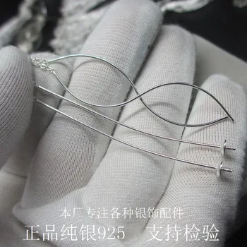 

925 silver earrings wire with bead tassel accessories long personality jewelry findings J1041 1pair