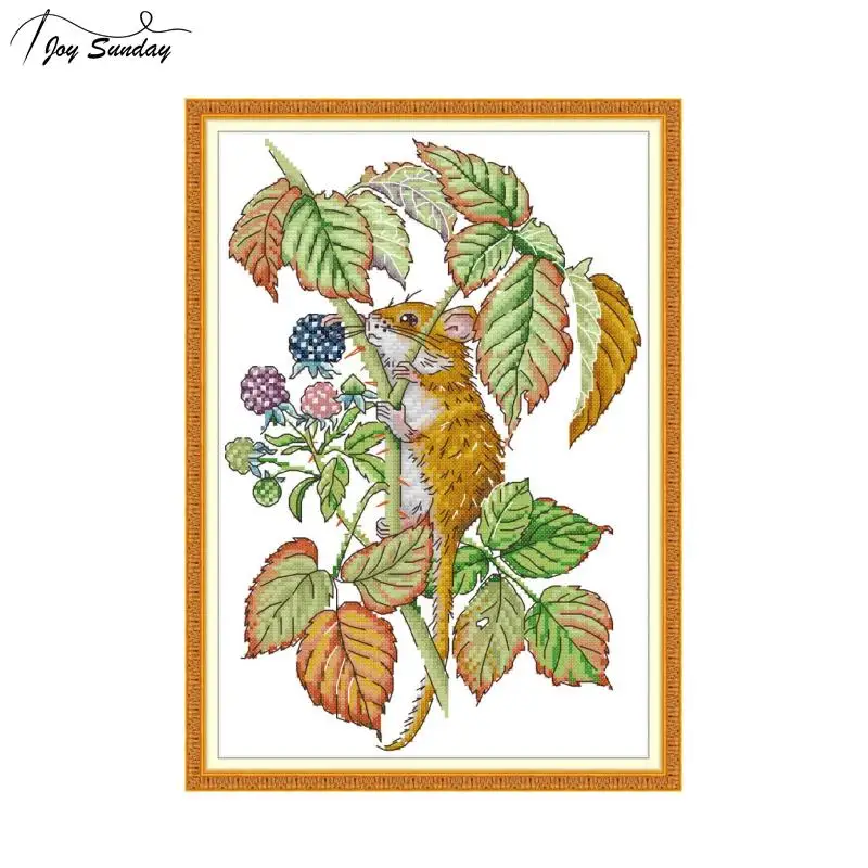 

Joy Sunday Mouselet DMC Cross Stitch Kit for Embroidery Kits Aida Fabric 14ct 11ct Printed on Canvas DIY Handmade Needlework Set