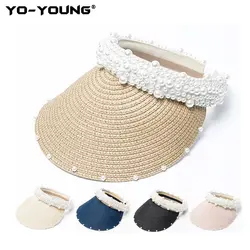 Yo-Young/женские летние шляпы от солнца, сворачивающиеся корейские Солнцезащитные козырьки, шляпа, Пляжная солнцезащитная Кепка, женская