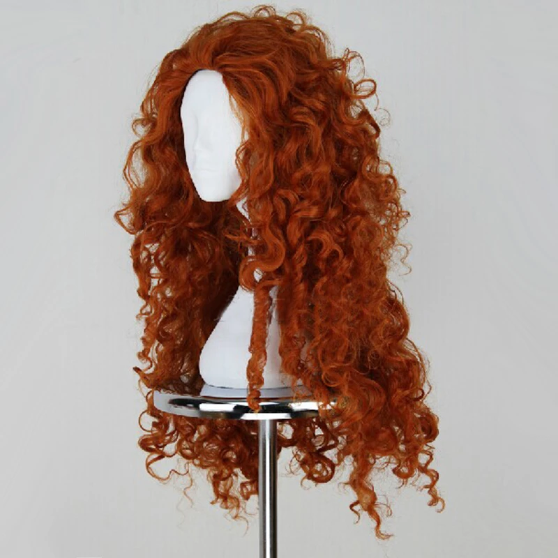  Movie Brave Princess Merida Cosplay Costumes Mei lida Long Curly Synthetic Wigs Hair Halloween Part