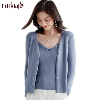 

Fdfklak pull femme hiver new sexy knit sweater women autumn winter cardigan women sweaters two piece set women's knitted top