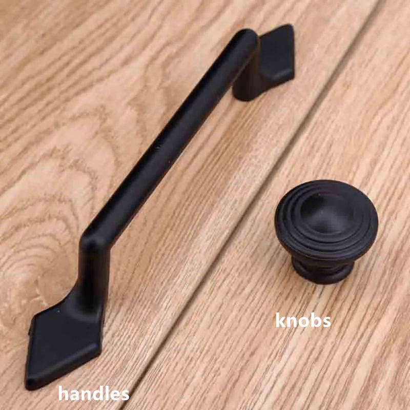 96mm modern simple black furniture handles black kitchen ...