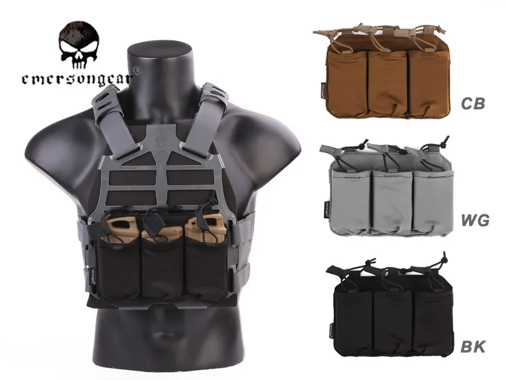 

EMERSON Triple Magazine Pouch For SS Vest 5.56 /7.62 Magazine Pouch Holder Emersongear Tacrical Mag Pouch Black Coyote EM6402