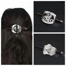 Qihe ювелирные изделия Viking шпильки для волос заколки для волос Серебряная узел для волос с деревянной палочки украшения для волос для мужчин и женщин, унисекс