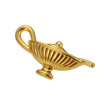 

my shape 20pcs Gold-color 3D Indian Magic Aladdin Lamp Charm 19.9*8.4mm Factory Jewelry Making