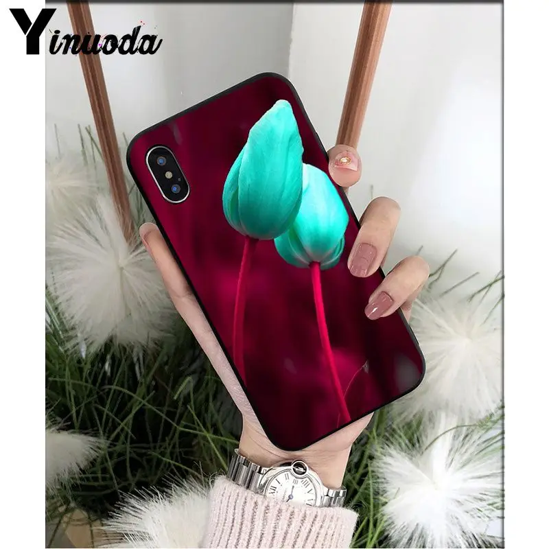 Yinuoda Tulip flower Colorful Cute Phone Accessories Case for Apple iPhone 8 7 6 6S Plus X XS MAX 5 5S SE XR Mobile Cover