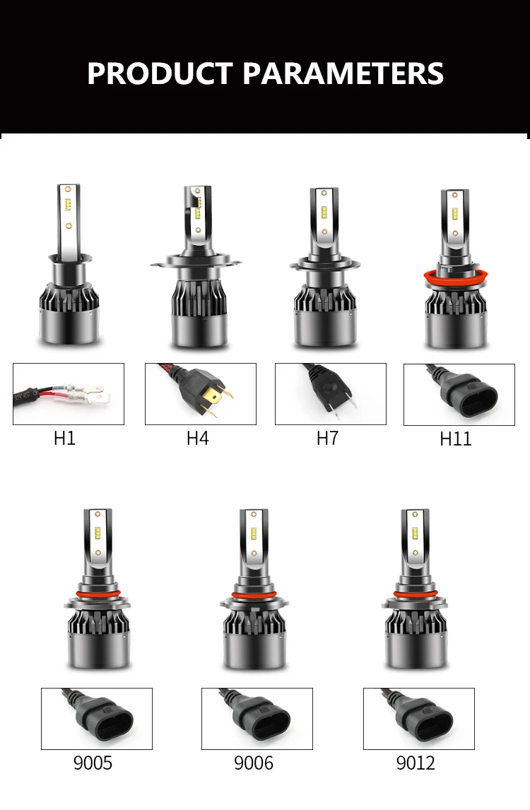 New 2Pcs LED Car Headlight Bulbs H1 H4 H7 H11 9005 9006 9012 6500K 8800LM Led Headlamps With High/Low Beam High Brightness