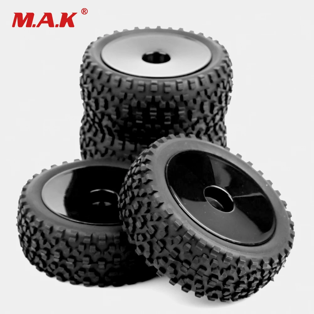 4pcs set 1 10 Buggy Tires Front and Rear Rubber Tyre Wheel Rim 25026 27011 Fit