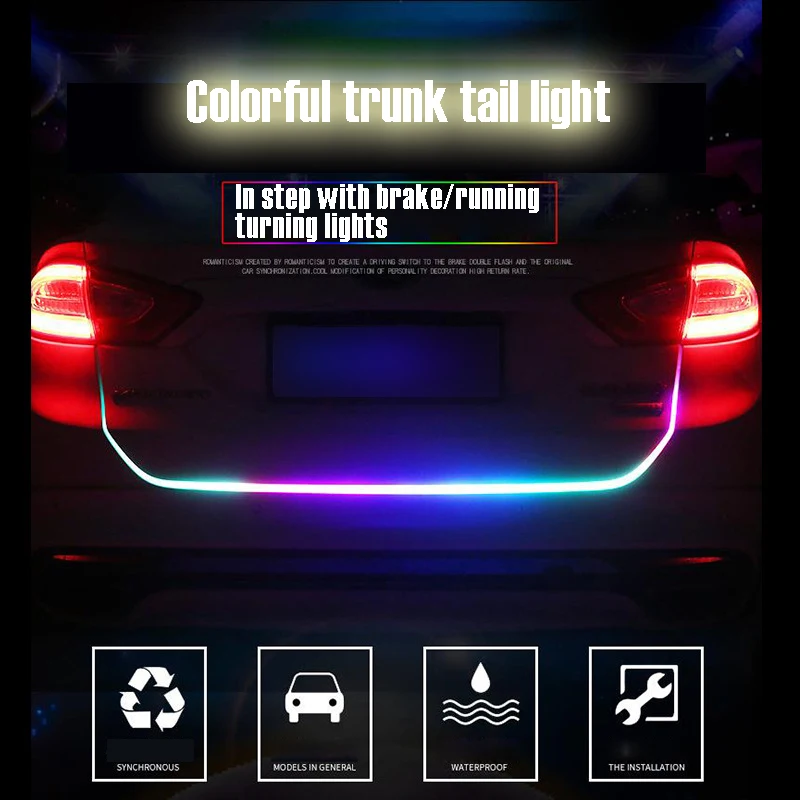 New Colorful Bright Car Trunk LED Warning Light Dynamic Brake Light Car