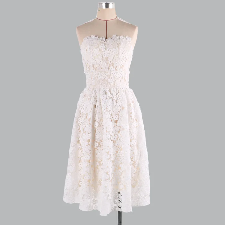 

Sexy Sweetheart Bridesmaid Dresses Sleeveless Mini vestido madrinha 00800 Elegant Short White Lace Wedding Party Dress For Woman